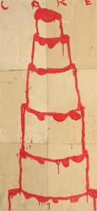 CAKE STACKED/BLOOD RED ON CREME