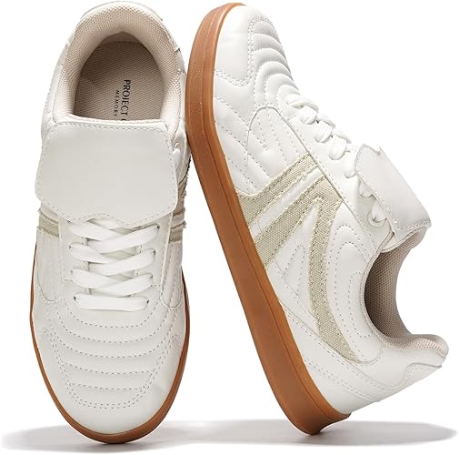 Project Cloud Leather Womens Sneakers - Memory Foam Casual Sneakers for Women Footwear Lace Up Women's Fashion Sneakers - Non-Slip Shoes for Women Trendy Shoes Womens (Madrid)